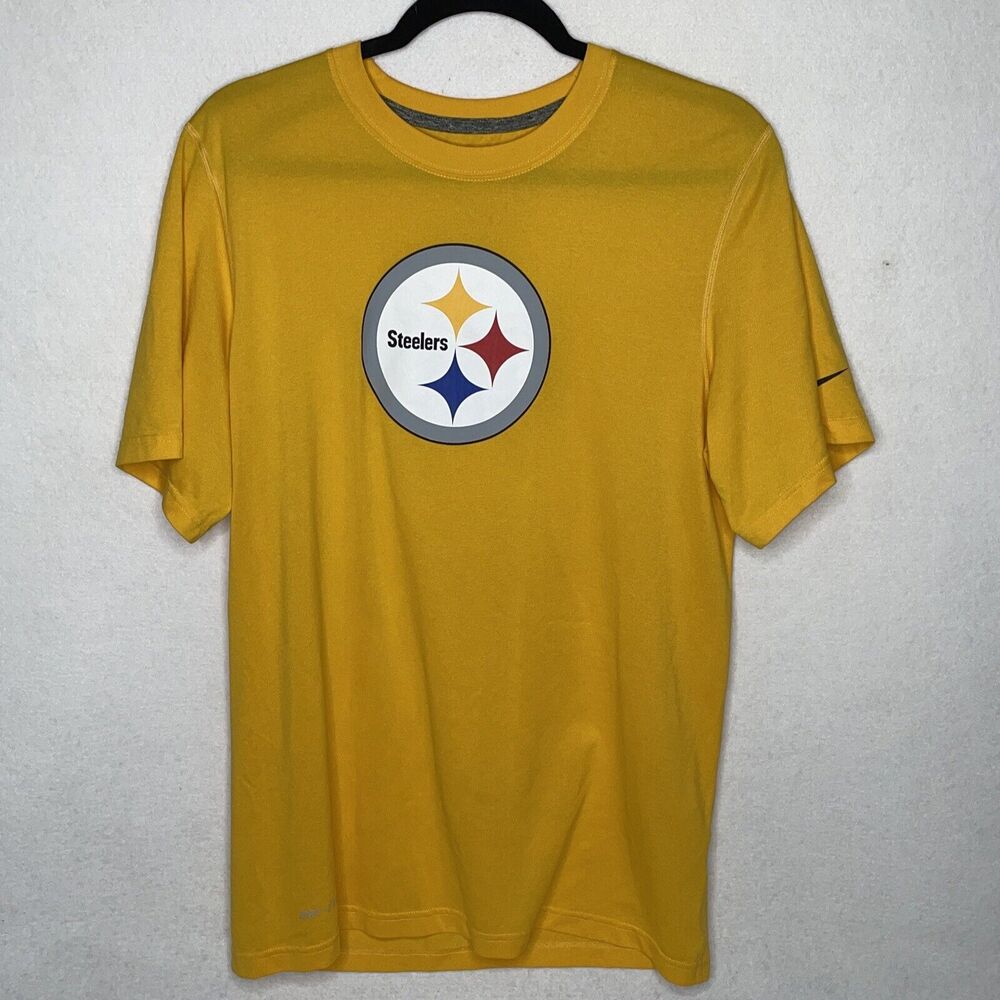 NFL On Field Dri Fit Mens Small Yellow Pittsburg Steelers Football Tee